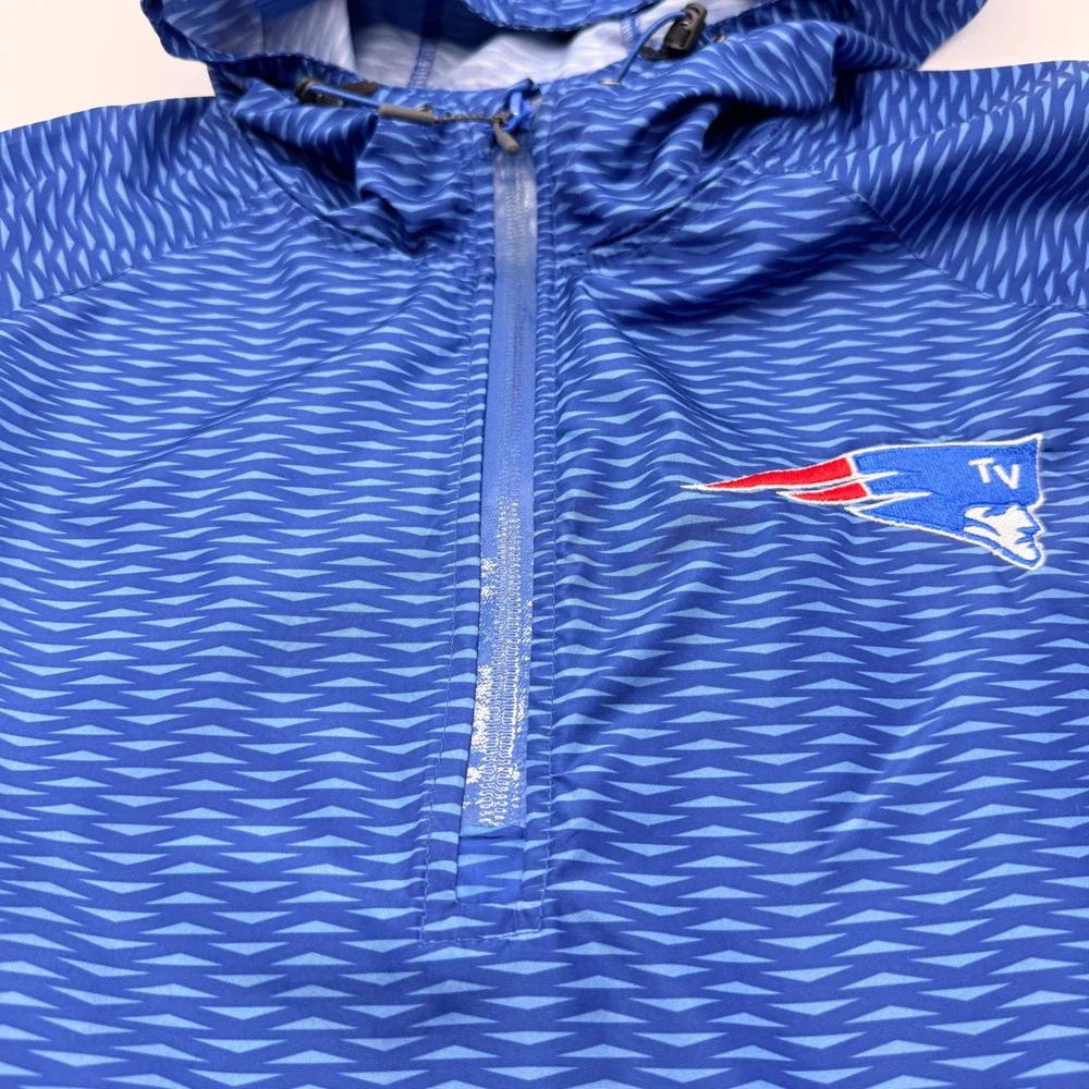 Holloway New England Patriots Windbreaker Mens 2XL Blue QuarterZip Hooded Jacket - Picture 7 of 12